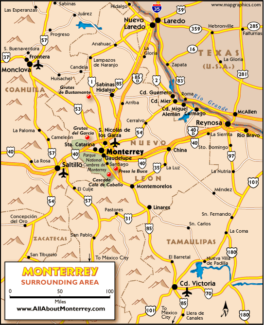 Monterrey Map Mexico Monterrey Area Map 